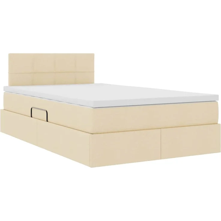 vidaXL LED-Speicherbett mit Matratze Creme 120 x 190 cm Stoff 3371134 – Bild 6