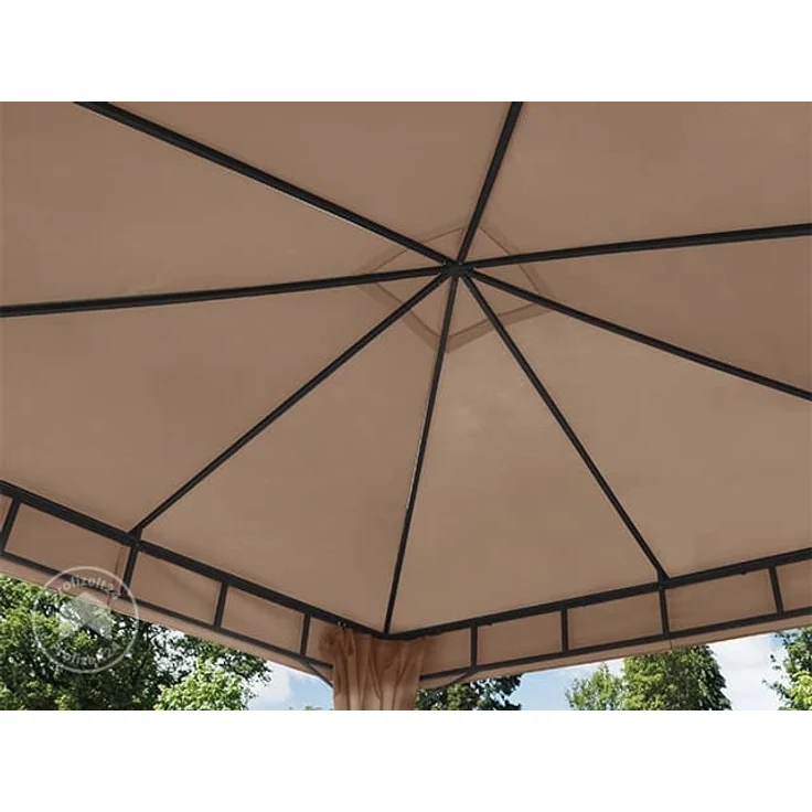 Gartenpavillon 3x3 m ALU PREMIUM ca. 220g/m² Dachplane wasserdicht Pavillon - 4 Seitenteile Gartenzelt taupe ca. 9x9 cm Profil – Bild 6