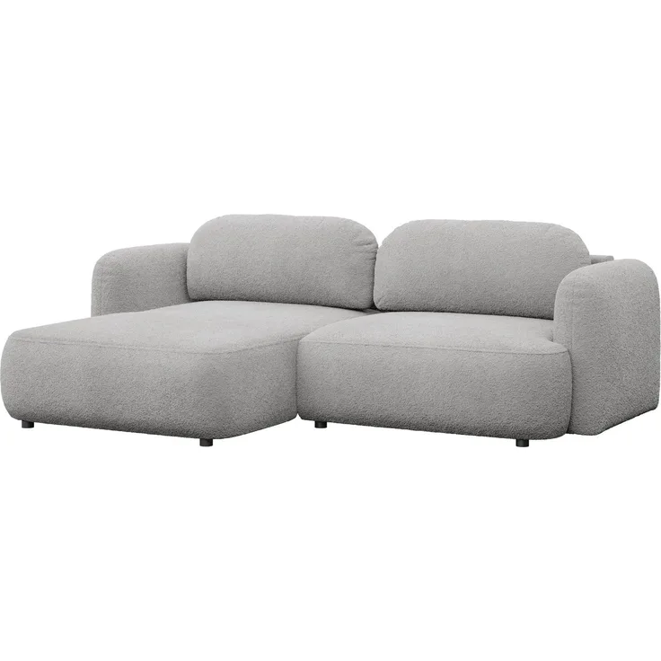 Selsey Tvoya Ecksofa mit Schlaffunktion, Ottomane links, Bouclé Hellgrau