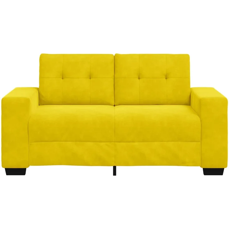 vidaXL | Zweisitzer-Sofa | mit Kissen Gelb Samt 4105116 – Bild 1