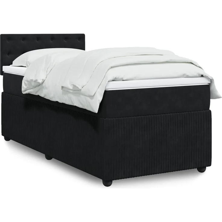 vidaXL Boxspringbett mit Matratze Schwarz 90x190 cm Samt 3287616 – Bild 1