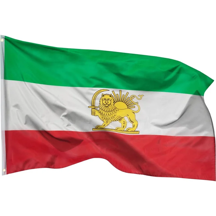 PHENO FLAGS Iran Flagge mit Löwe 90x150 cm - wetterbeständige Fahne mit Messingösen, 100% Polyester, robuste Doppelnaht & in lebendigen Farben - ideal für Flaggen-Liebhaber