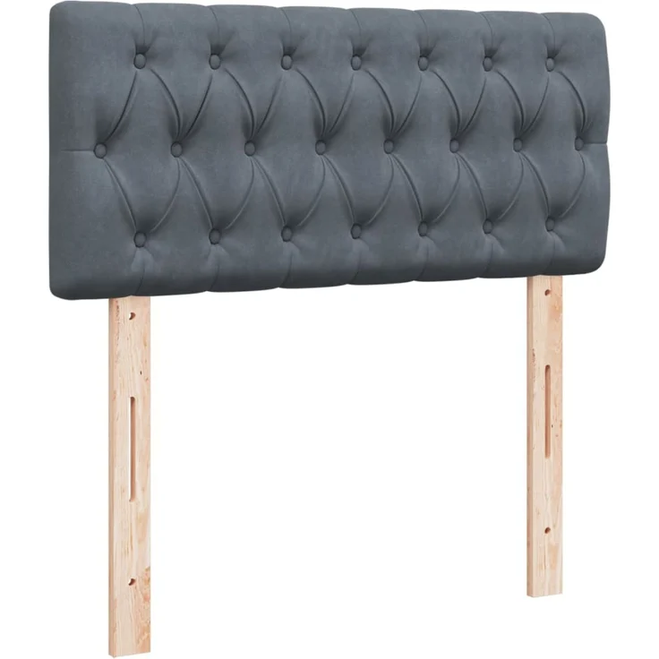 vidaXL Boxspringbett mit Matratze Dunkelgrau 90x200 cm Samt 3287645 – Bild 5