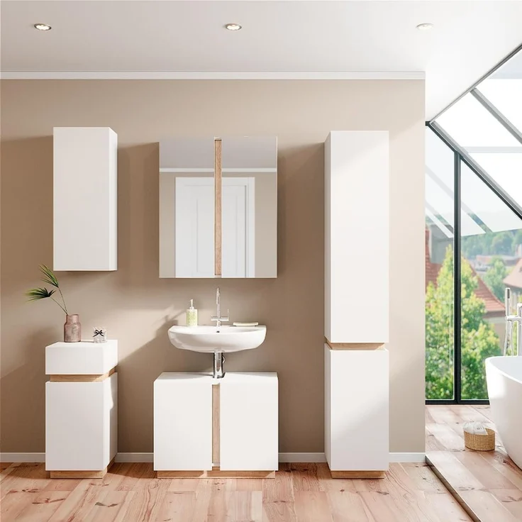 Badschrank Gloria Weiß 33 x 197.5 cm mit 2 Türen Vicco – Bild 2