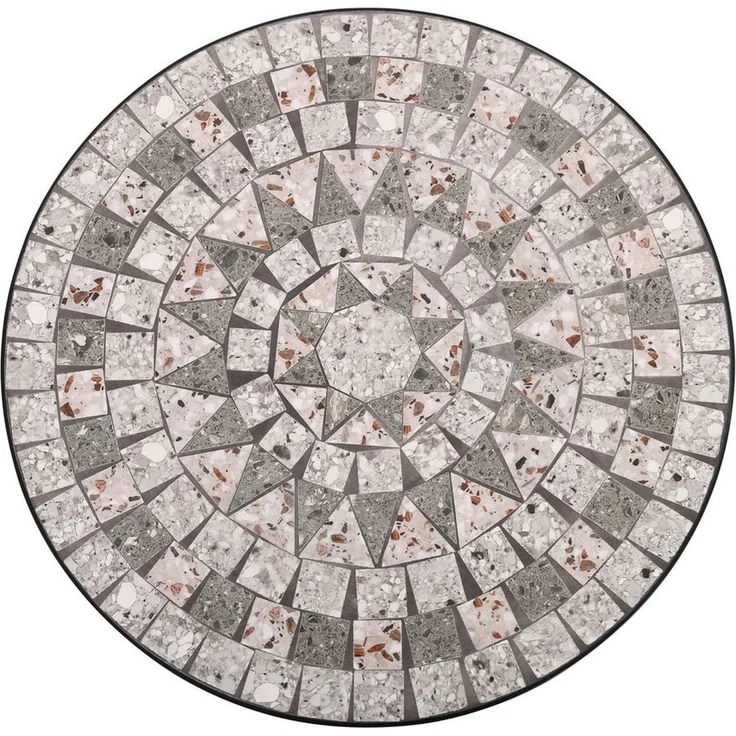 Raburg Gartentisch Mosaiktisch, Balkon- und Terrassentisch, 60 cm Ø, 72 cm hoch, Mayla (rund), liebevolle Handarbeit, Mosaikmuster, schwarzes Metallgestell – Bild 2