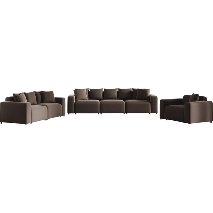 Sofaset Designersofas MEGAN 3-2-1 in Stoff Salvador Braun – Bild 5
