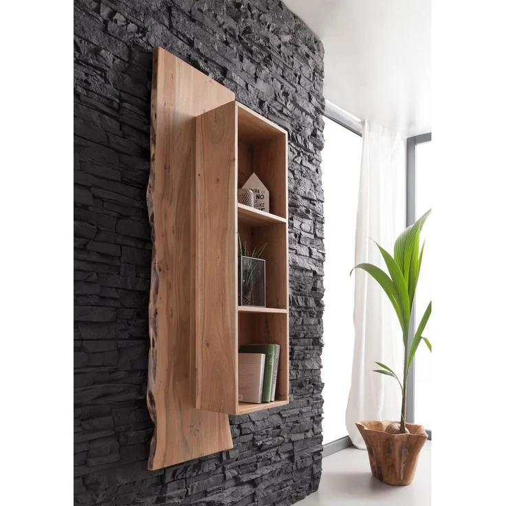 Wandregal Akazie 50x22x147 natur lackiert PURE ACACIA #101 – Bild 5
