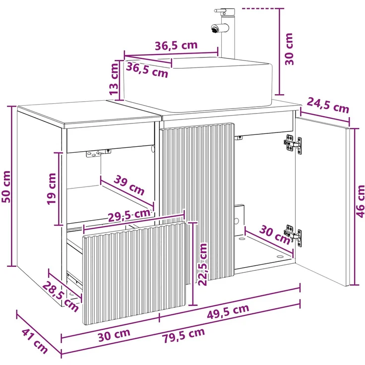 vidaXL Badezimmerschrank-Set 2 stk. Schwarz 79,5 x 41 x 80 cm 3404045 – Bild 10