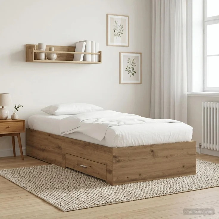 vidaXL Bettrahmen mit Schubladen Kunsthandwerk Eiche Holzwerkstoff 3429532 – Bild 1