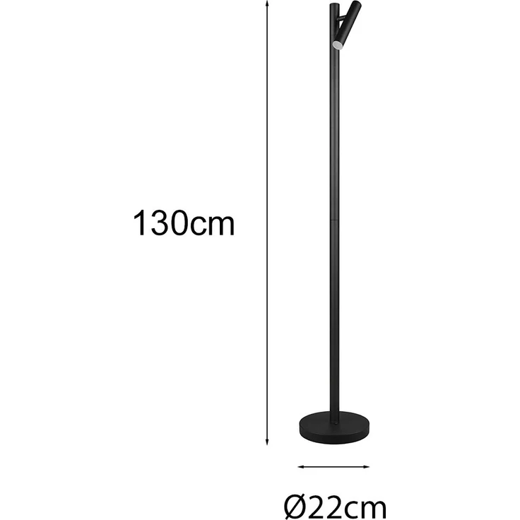 LED Akku Stehlampe GOMEZ dimmbar mit schwenkbarem Spot, Schwarz Höhe 130cm – Bild 4