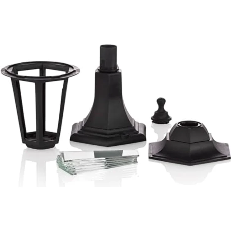 Lindby Außenleuchte Nane, spritzwassergeschützt in Schwarz, Retro Vintage Antik, 1-flammig E27, Wegeleuchte Pollerleuchte Sockelleuchte – Bild 5