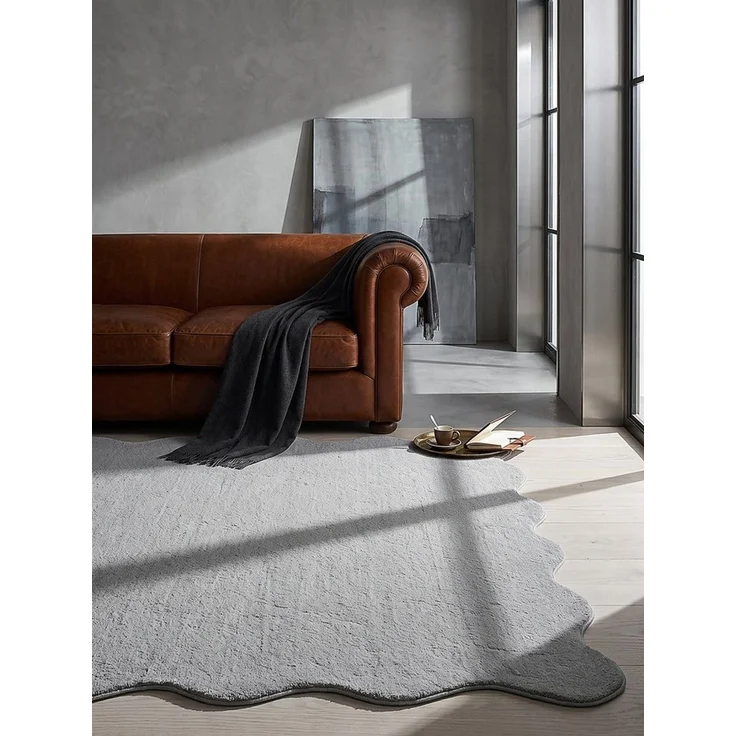 KADIMA DESIGN Teppich TIRSO Hochflorteppich Grau 120x160 Uni Polyester Antirutsch Wohnzimmer, Rechteckig, Höhe: 18 mm, Trittschalldämmend, Strapazierfähig, Fußbodenheizung geeignet – Bild 2