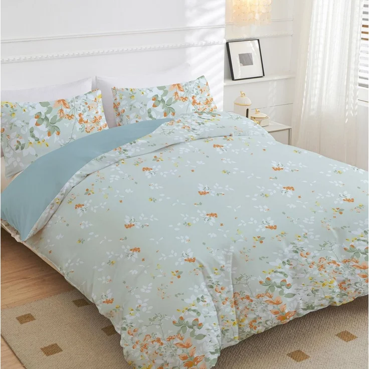 ibettertec Bettwäsche Bettwäsche 135 x 200 200 x 200 Blumen Pflanzen Wende Bettwäsche Set, Bettwäsche Wendebettwäsche mit Reißverschluss und Kissenbezug 80x80 cm – Bild 2