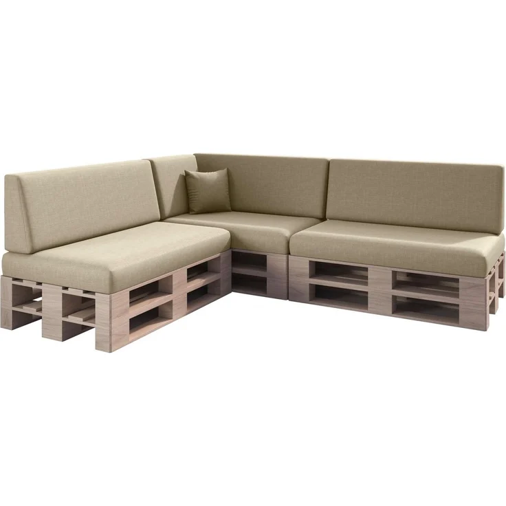 sunnypillow Palettenkissen mit abnehmbarem Bezug Kaltschaum Palettenauflage Palettenpolster Palettensofa Sitzkissen Rückenlehne Indoor Outdoor 8er Set 120x80 Cremefarben – Bild 1