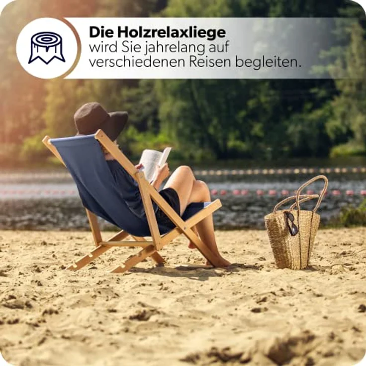 Kadax Holzliegestuhl, Dunkelblau, klappbar, Buchenholz, 53x78 cm, für bis zu 120 kg, UV- und feuchtigkeitsresistent, modernes Design – Bild 5