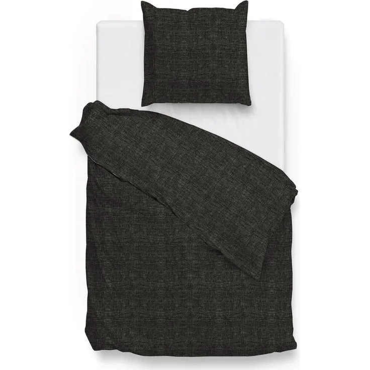 Zo! Home Cotton Bettwäsche 155x220 cm Lino Midnight Black schwarz meliert uni