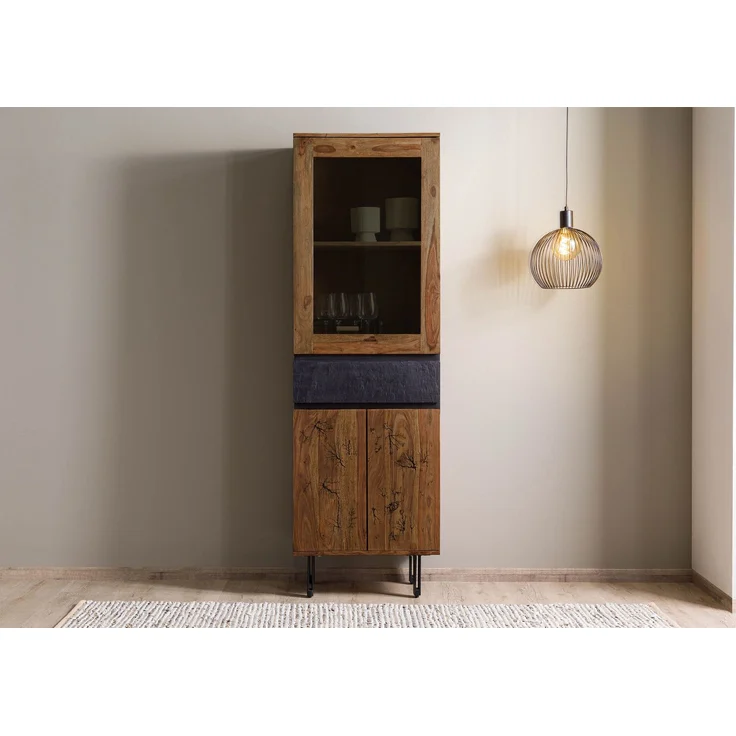 Vitrine Sheesham 60 x 40 x 190 natur unbehandelt LICHTENBERG #105 – Bild 8
