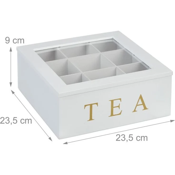 Relaxdays Weiße Teebox mit 9 Fächern – Bild 4