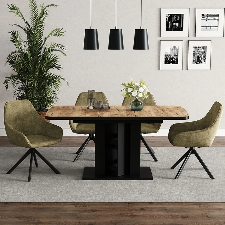 Esstisch Fenaro Goldkraft Eiche/Schwarz 120 x 80 cm Vicco – Bild 5
