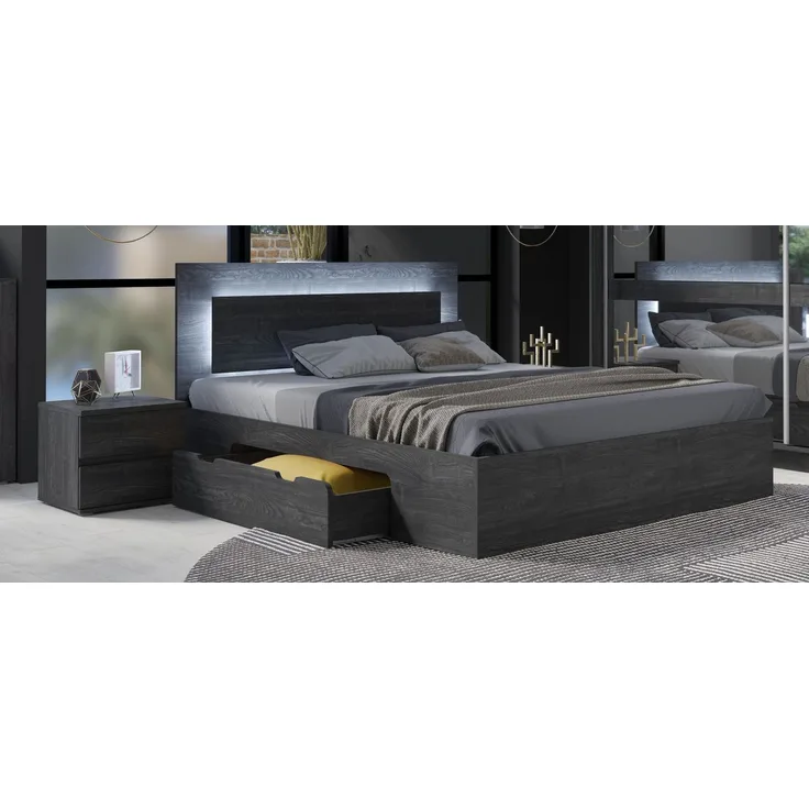 Schlafzimmer-Set komplett Togo mit Beleuchtung Ausführung Portland Esche dunkel