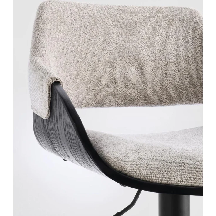 Barhocker Roxanne aus Stoff, modern drehbar und höhenverstellbar, Beige Rainy, mit Fußstütze – Bild 6