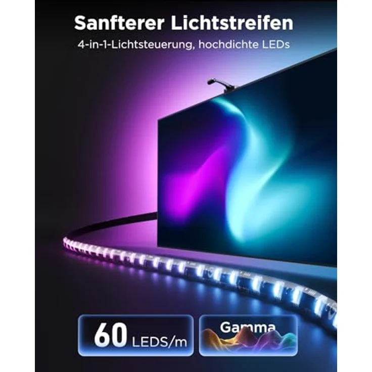 Govee TV Hintergrundbeleuchtung 3, 4 MP Dual-Kamera für 55-65 Zoll TVs, RGBWIC Backlight mit 60 LEDs/m, AI-Farbfilter, App- und Sprachsteuerung, Matter-kompatibel – Bild 5