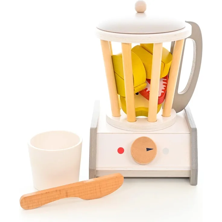 EverEarth Kinder Smoothie Mixer Spielset mit Früchten und Zubehör - Kindermixer Holzspielzeug Set für Jungen und Mädchen - Kinder Spielzeug Mixer für die Spielküche - Mixer Kinderspielzeug EE33902