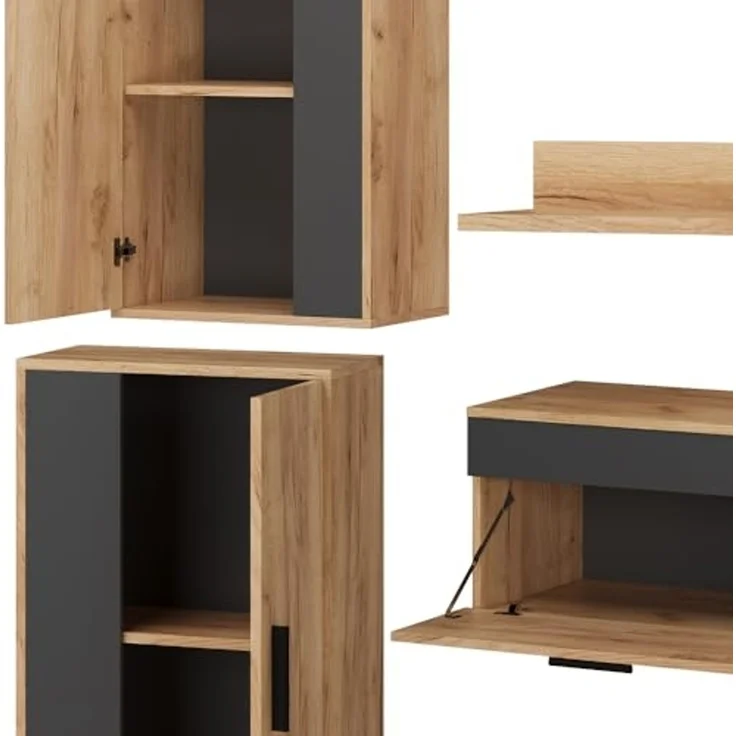 Wohnwand Berno Goldkraft Eiche set, 4 Teile Vicco – Bild 6