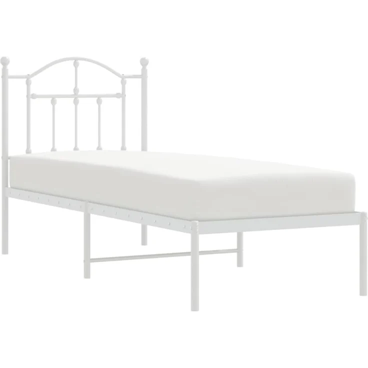 vidaXL Metallbett ohne Matratze mit Kopfteil Weiß 75x190 cm 353478 – Bild 5