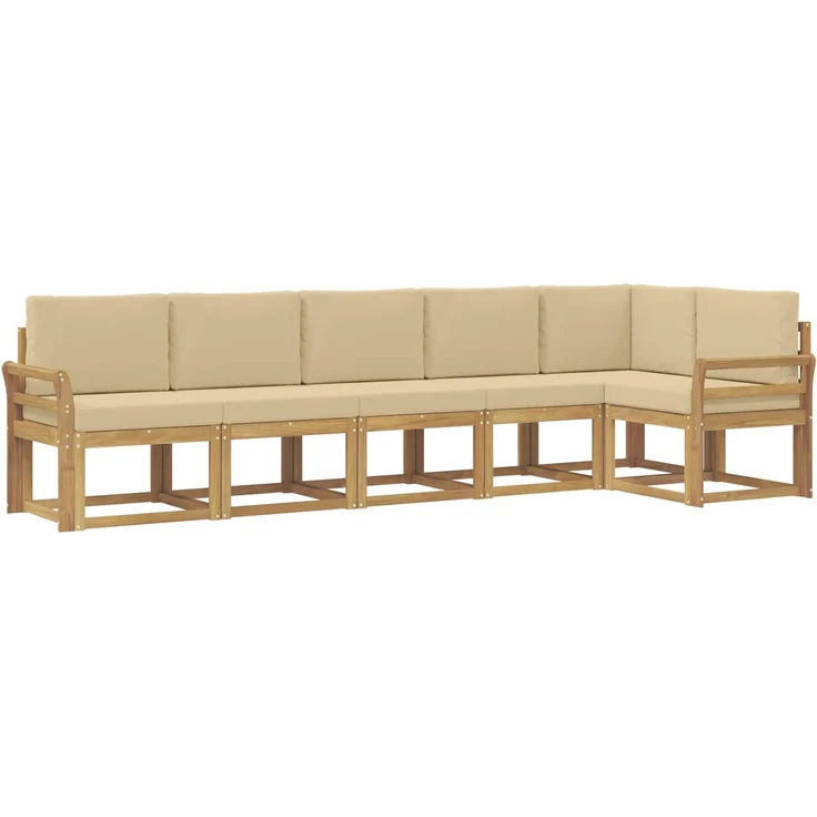 vidaXL Outdoor-Sofagarnitur 6 stk. Weiß und Beige Polyester 3387702 – Bild 2