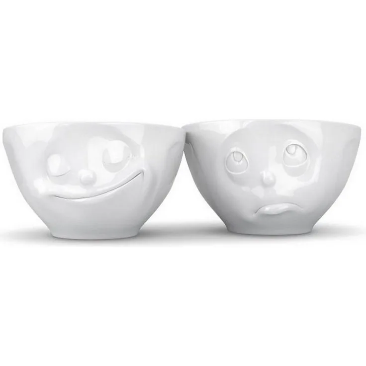 Fiftyeight Products Mittleres-Schälchen-Set Nr. 2 200ml weiß - glücklich/OchBitte