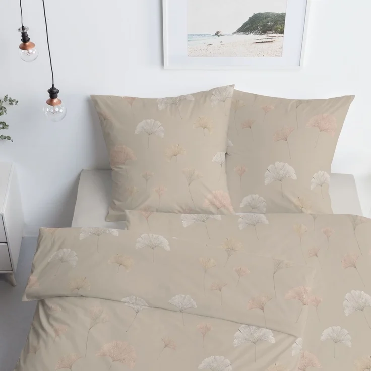 Estella Interlock Jersey Bettwäsche 6575-295 taupe Ginkgo 135x200 – Bild 3