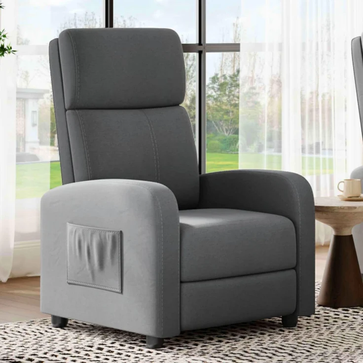 GarveeHome Relaxsessel Fernsehsessel Ruhesessel Liegesessel mit Liege-Funktion Polstersessel Leinen verstellbar Einzelliegesessel Wohnzimmer Schlafzimmer Heimkino (Grau2)
