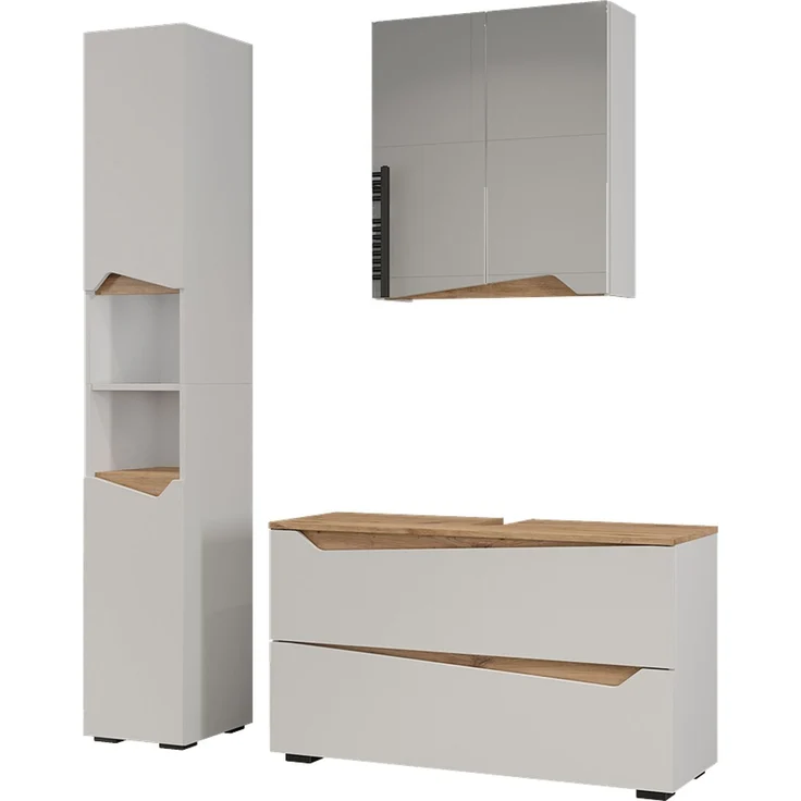 Badmöbel-Set Marelle Weiß/Artisan-Eiche 3 Teile Vicco – Bild 1