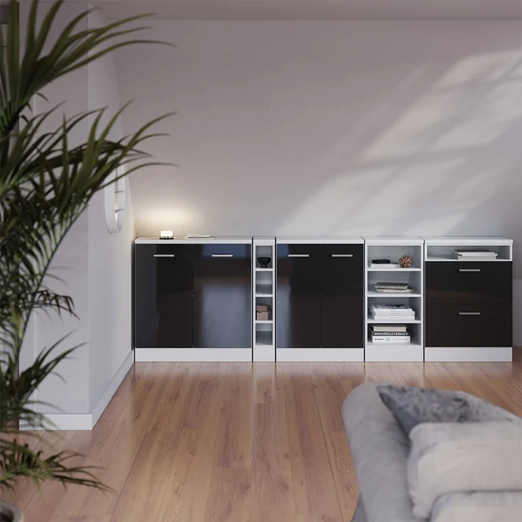 Küchenschrank für Dachschrägen R-Line Anthrazit Hochglanz 80 cm mit 2 Türen, Schrankkorpus 60 cm Tiefe Vicco – Bild 5