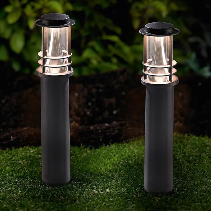 MeLiTec 2er Set LED Gartenleuchten GL13 rund, anthrazit
