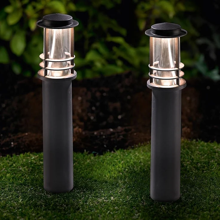 MeLiTec 2er Set LED Gartenleuchten GL13 rund, anthrazit – Bild 1