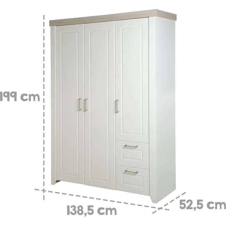 roba Kinderzimmerset 'Felicia' 3-teilig - Bett 70 x 140 - Kleiderschrank 3-türig - Weiß / Luna Elm – Bild 32
