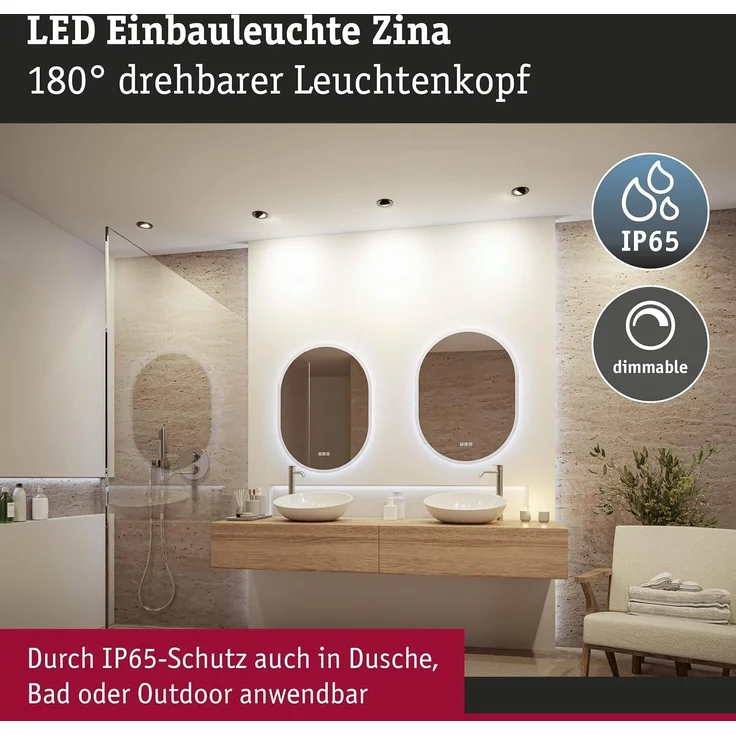 Paulmann LED-Einbauleuchte Zina 5/8 W Ø 9 cm dimmbar schwarz matt – Bild 2