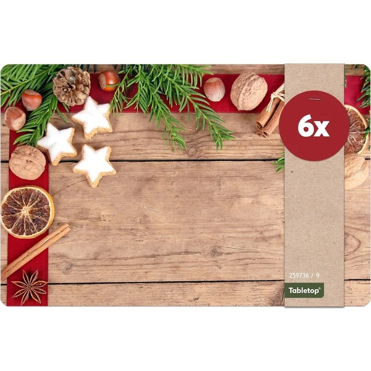 matches21 HOME & HOBBY Platzset Abwaschbare Tischsets 6er Set Weihnachten Gewürze & Holz-Optik, (6-St), Platzsets als Tisch-Untersetzer und Tisch-Deko für Esstisch Teller – Bild 5