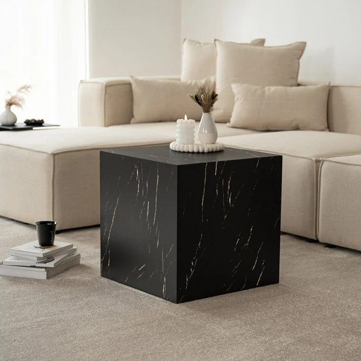 HOME DELUXE Couchtisch AMIRI M 50 x 50 x 50 cm, Marmoroptik, Wohnzimmertisch, Beistelltisch – Bild 5