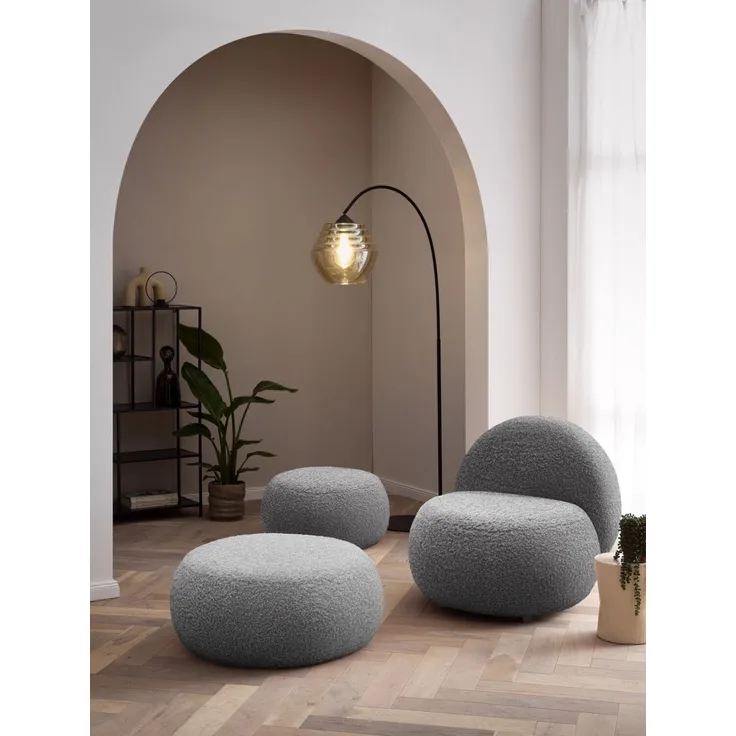 DOMO. collection Sessel 700 016, Polstersessel, rund, gepolsterte Rückenlehne, Füße mit Filzgleitern, Armsessel, Polsterganitur, 73 x 75 x 76 cm (BxTxH), grau