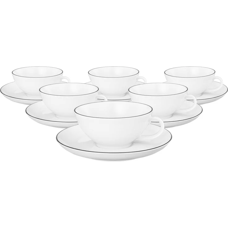 Seltmann Weiden Lido Black Line Teetasse mit Untertasse 140 ml 6er Set – Bild 1