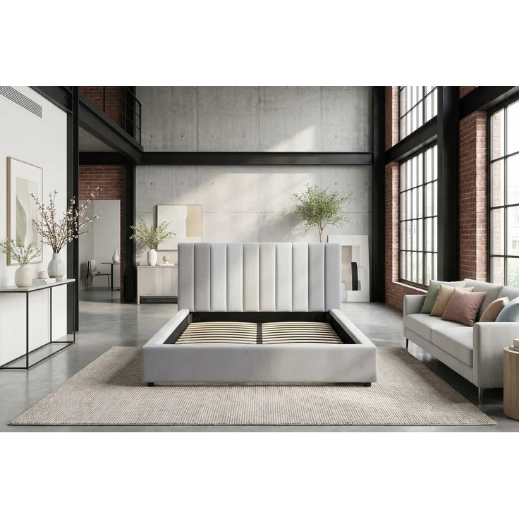 KAWOLA Bett CATTURA Polsterbett Velvet grau 180x200cm mit Lattenrost – Bild 4