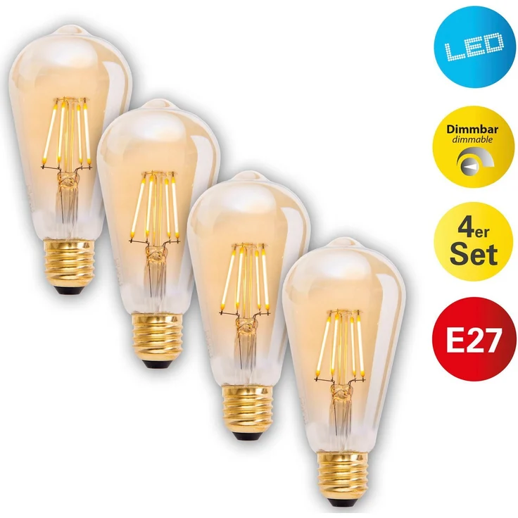 näve LED-Leuchtmittel Dilly, E27, 4 St, Warmweiß, 4er-Set LED Leuchtmittel E27/4W,2000K, 320lm, SKI/IP20 – Bild 5