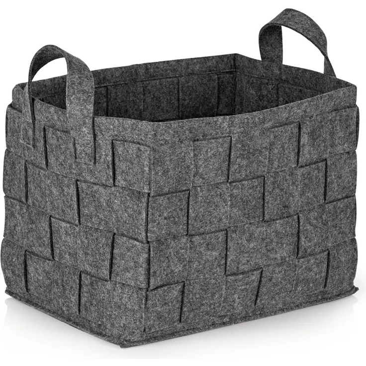 N8WERK Aufbewahrungskorb Filz 35cm dunkelgrau mit Henkel – Bild 1