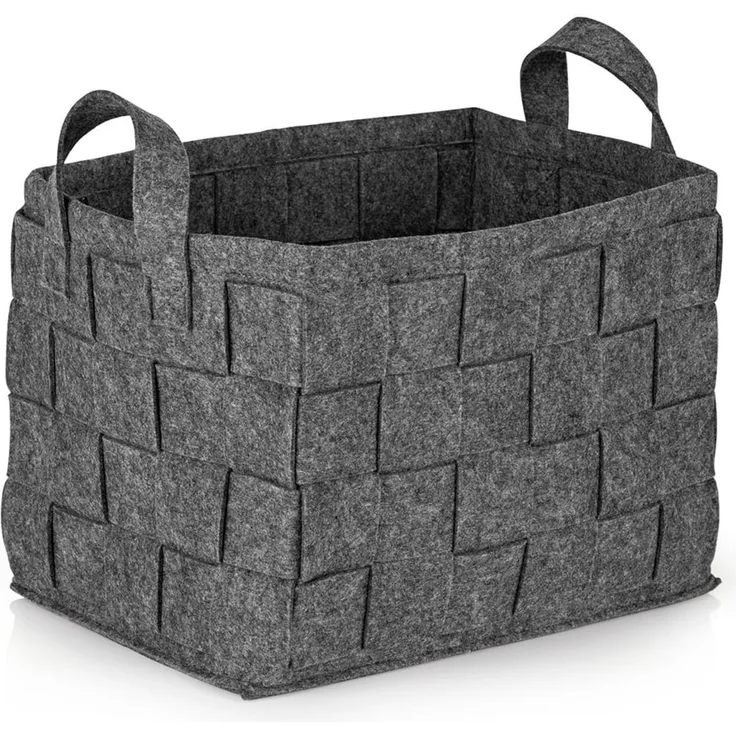 N8WERK Aufbewahrungskorb Filz 35cm dunkelgrau mit Henkel