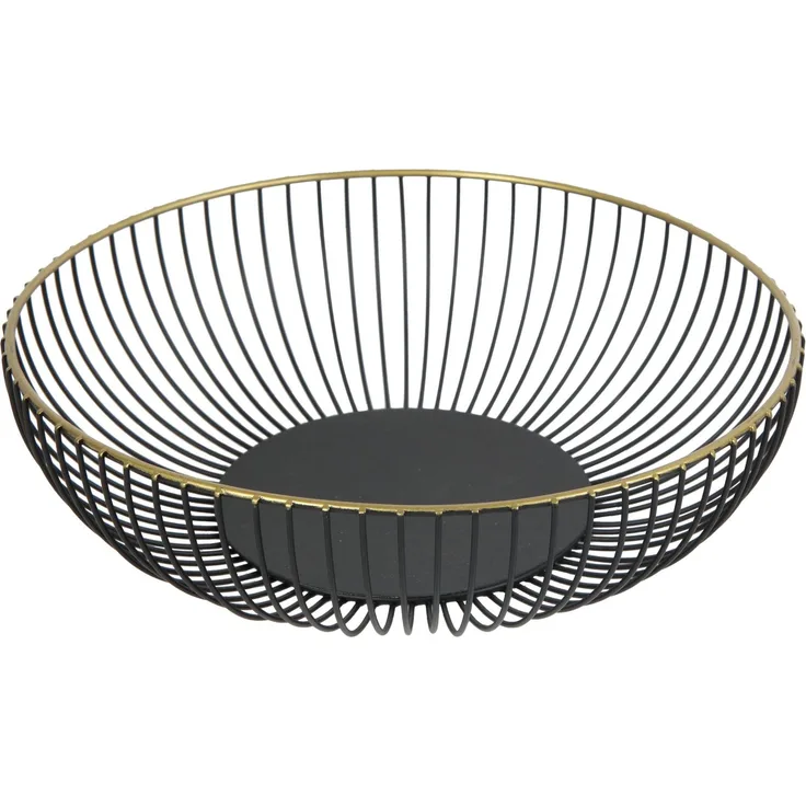 TrendLine Deko Metall Korb rund Ø 28 x 7,5 cm schwarz gold