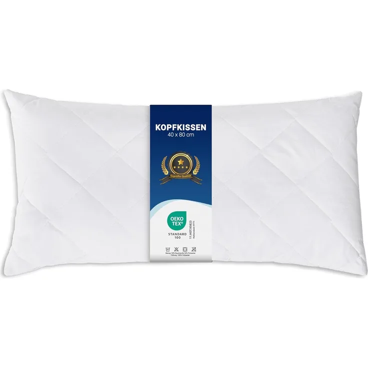 ZOLLNER Kopfkissen, Füllung: 100% Polyester, Seitenschläfer, Rückenschläfer, Bauchschläfer, 40 x 80 cm, 50% Polyester, 50% Baumwolle, vom Hotelwäschespezialisten