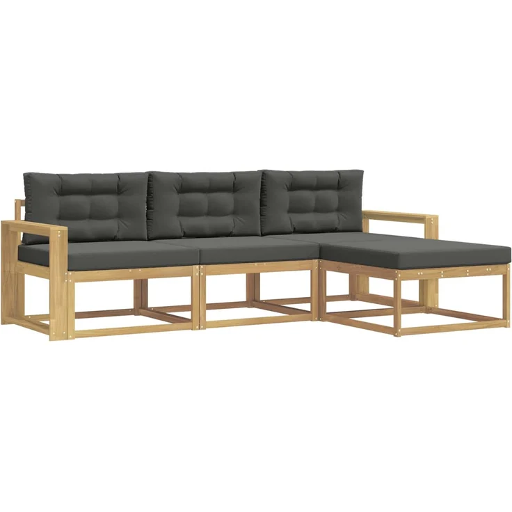 vidaXL Outdoor-Sofagarnitur 4 stk. Weiß und Anthrazit Polyester 3386276 – Bild 2